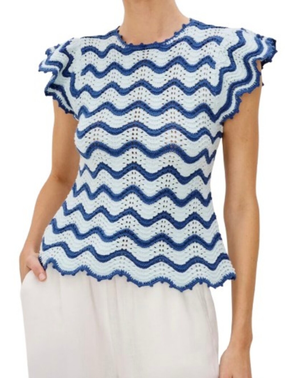 RAILS Coen Azure Scallop Crochet Top